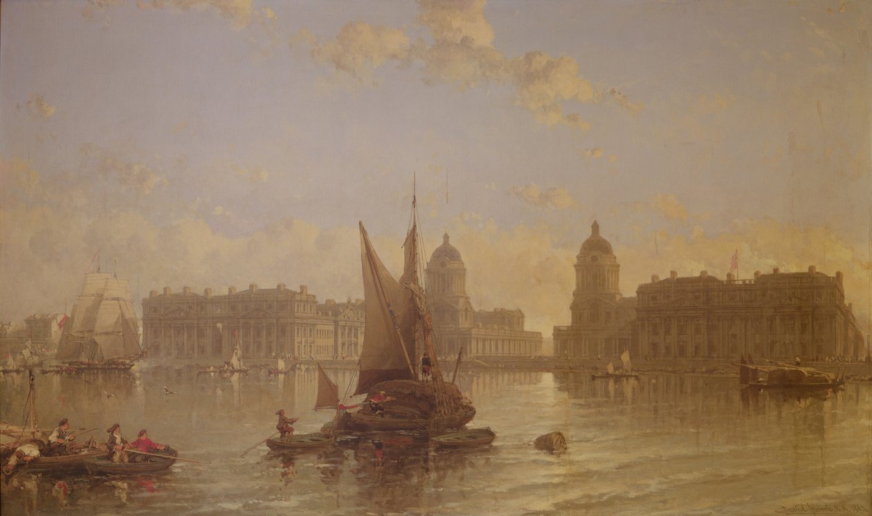 Shipping on the Thames at Greenwich - David Roberts - Framed art Print main image 1